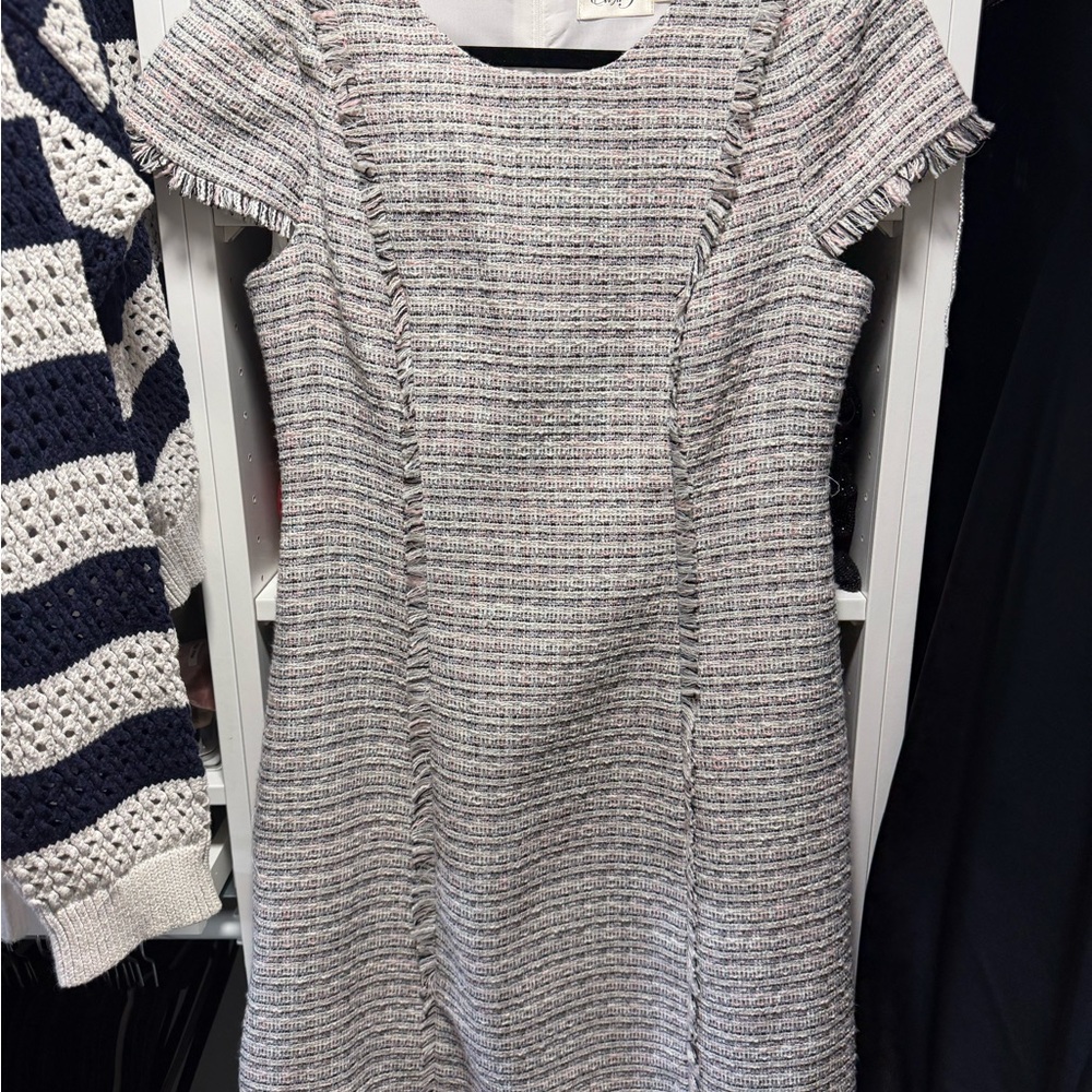 Eliza J Pink and Gray Tweed Dress